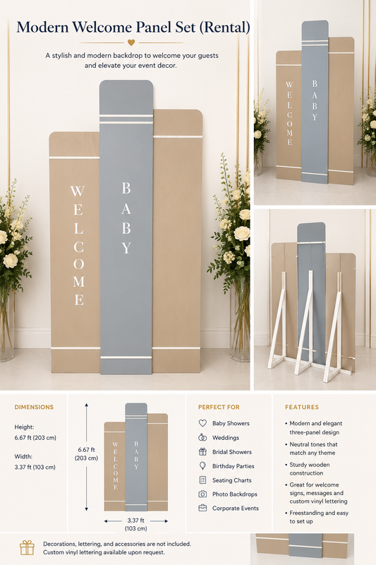 Modern Welcome Panel Set rental in Ottawa