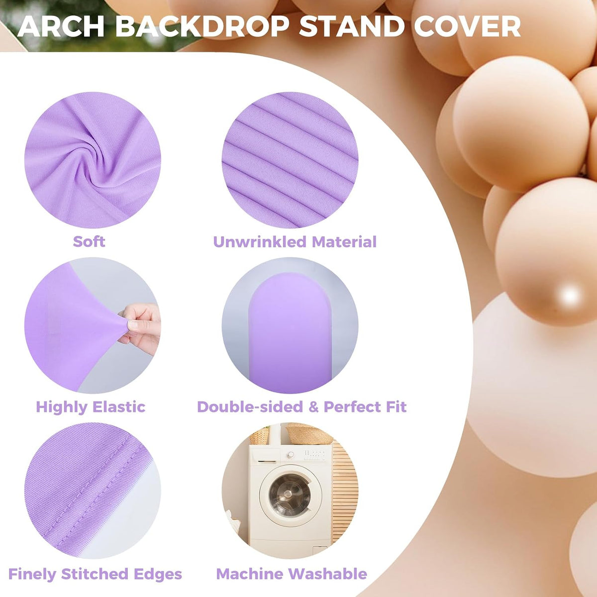 Arch Backdrop Cover – Purple, 7.2 ft (Rental)