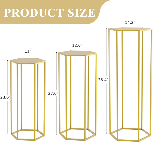 Gold Hexagon Pedestal Stands – Set of 3 rental in Ottawa