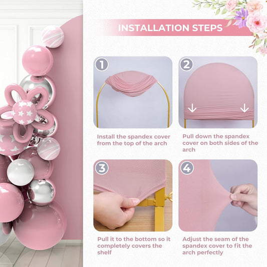 Arch Backdrop Cover – Dusty Pink, 7.2 ft (Rental)