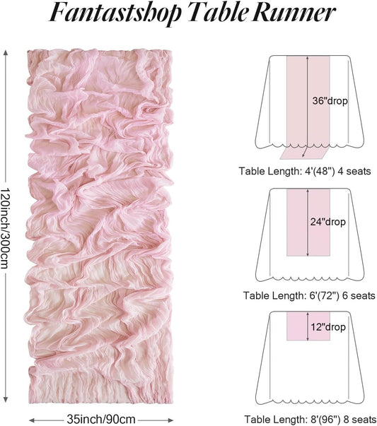 Table Runners Dusty Pink – Set of 2, 10 ft (Rental)