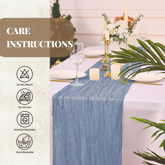 Dusty Blue Cheesecloth Table Runner (Rental)