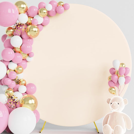 Round Backdrop Cover – Beige, 7.2 ft (Rental)