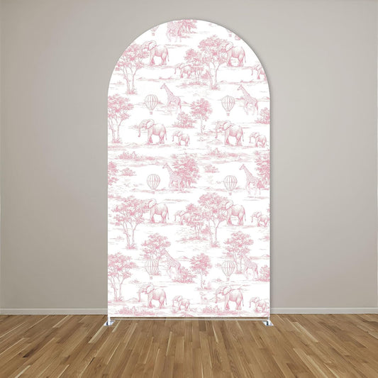 Pink Toile Safari Arch Backdrop Cover (Rental)