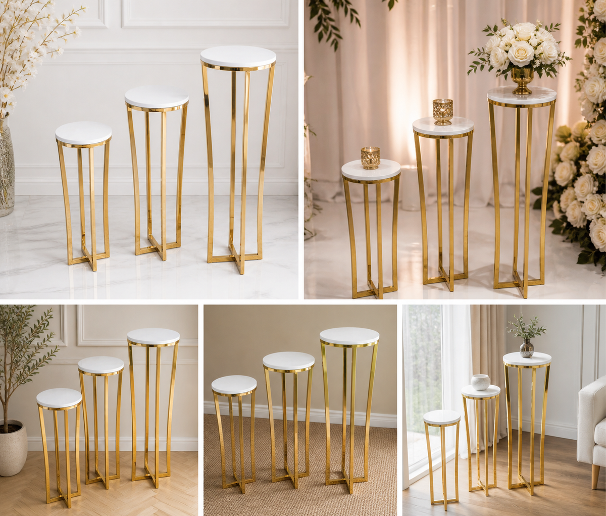 Gold Luxe Pedestal Stand – Large (Round Top) | Rental rental in Ottawa