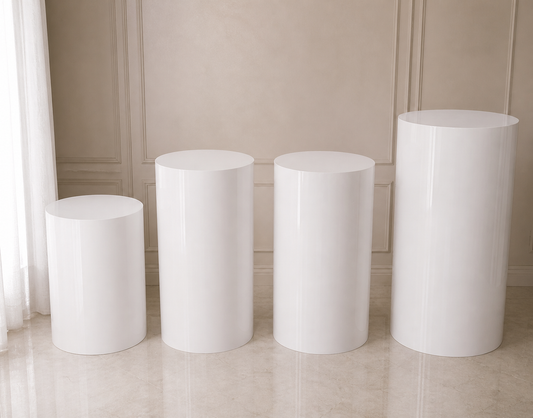 Metal Cylinder Display Stands – White (Set of 4) | Rental (Best Value) rental in Ottawa