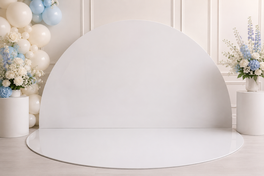 White Half-Moon Acrylic Floor Rental in Ottawa