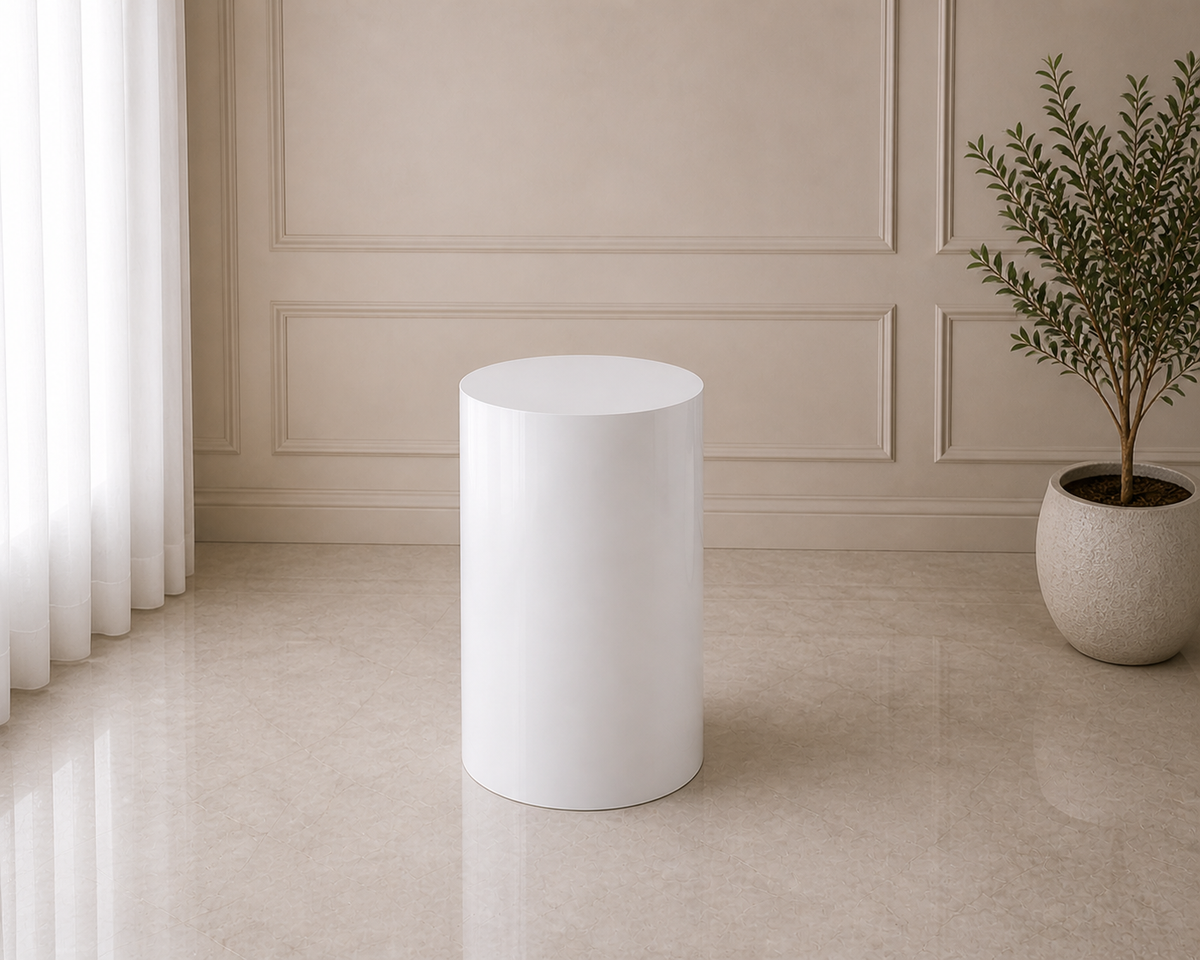 Metal Cylinder Display Stand – White (Small) | Rental rental in Ottawa