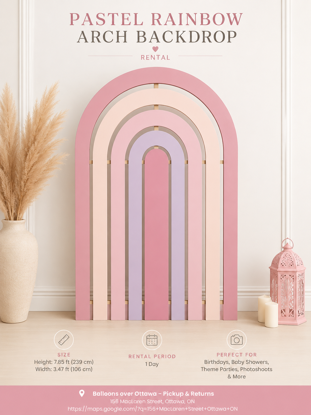 Pastel Rainbow Arch Backdrop rental in Ottawa