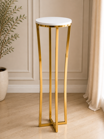 Gold Luxe Pedestal Stand – Large (Round Top) | Rental rental in Ottawa