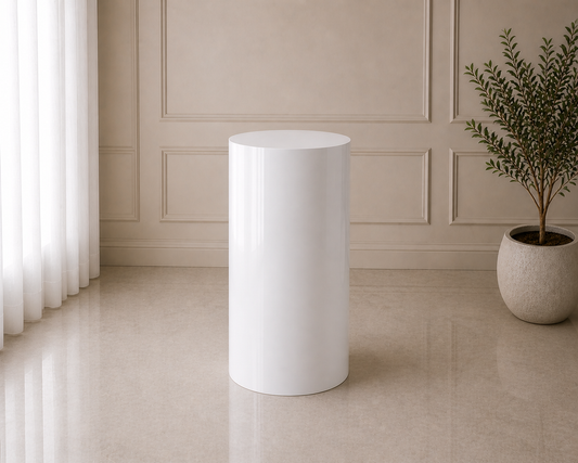 Metal Cylinder Display Stand – White (Medium) | Rental rental in Ottawa