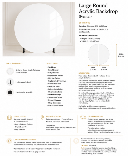 Large Round Acrylic Backdrop rental in Ottawa