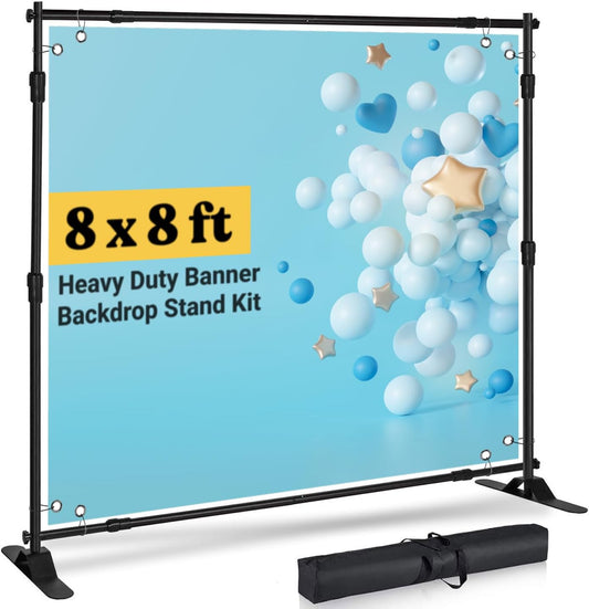 Backdrop Banner Stand (Adjustable) – 8 × 8 ft rental in Ottawa