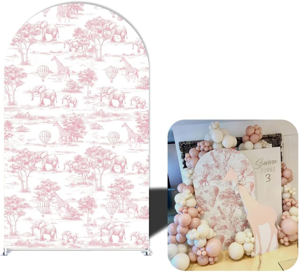 Pink Toile Safari Arch Backdrop Cover Rental in Ottawa