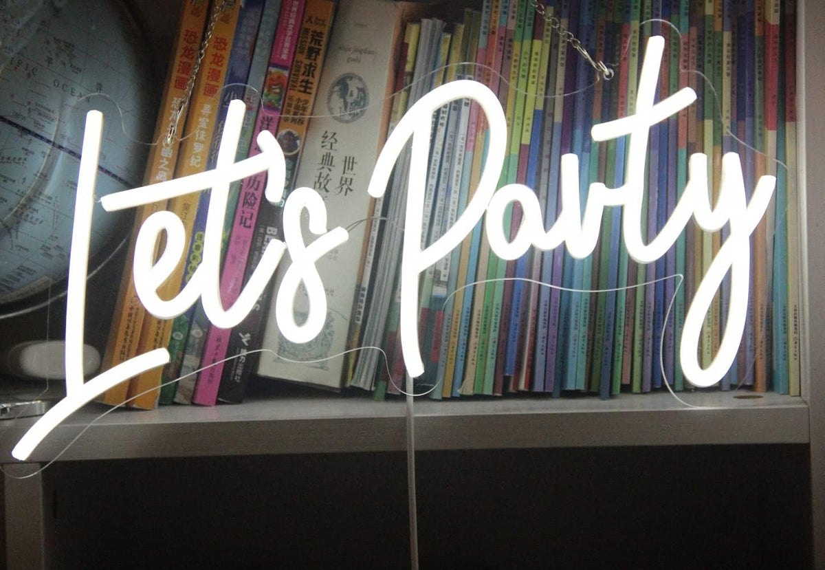 LED Neon Sign “Let’s Party” – White Rental in Ottawa