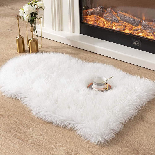 White Faux Fur Rug Rental in Ottawa