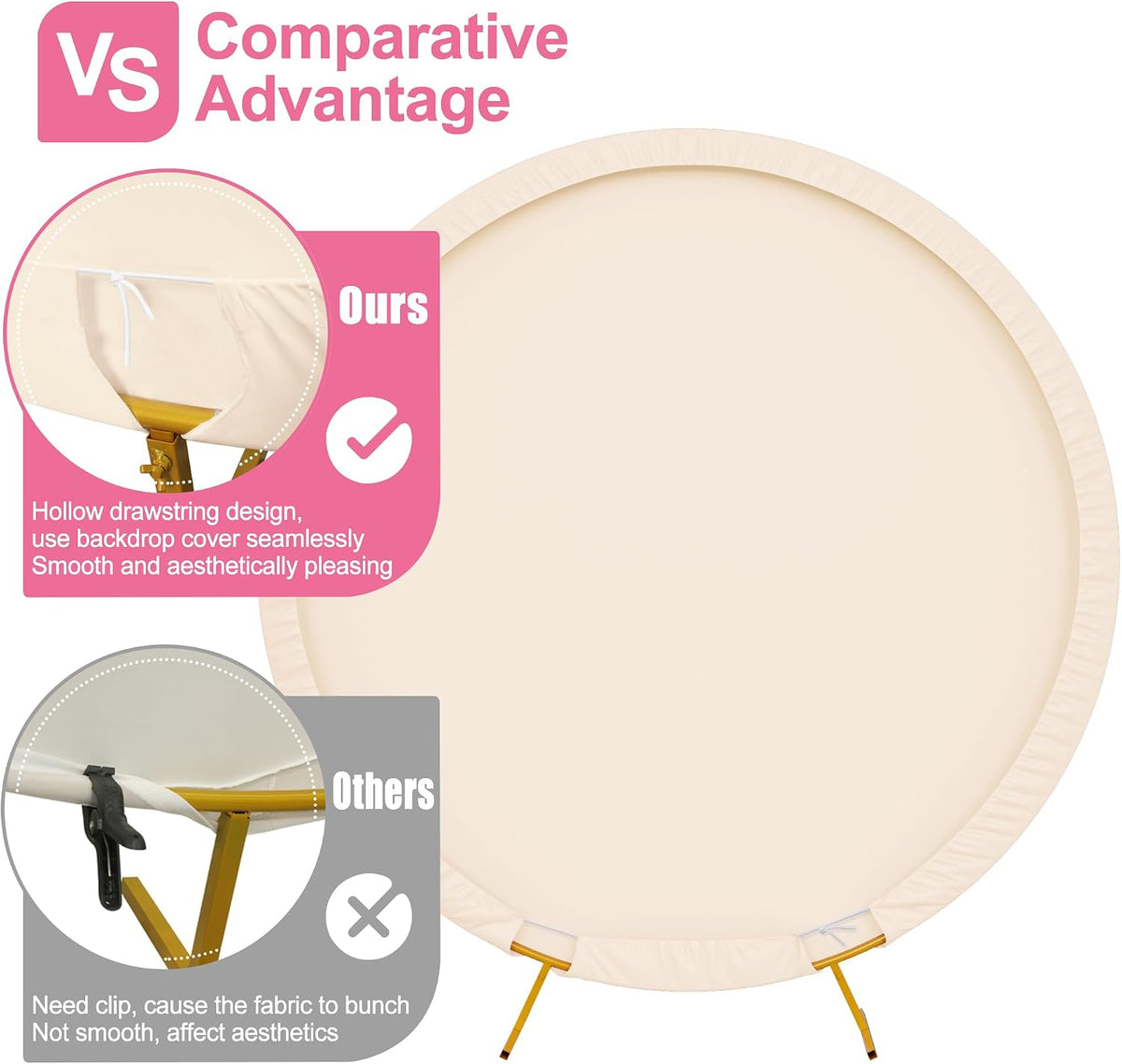 Round Backdrop Cover – Beige, 7.2 ft (Rental)