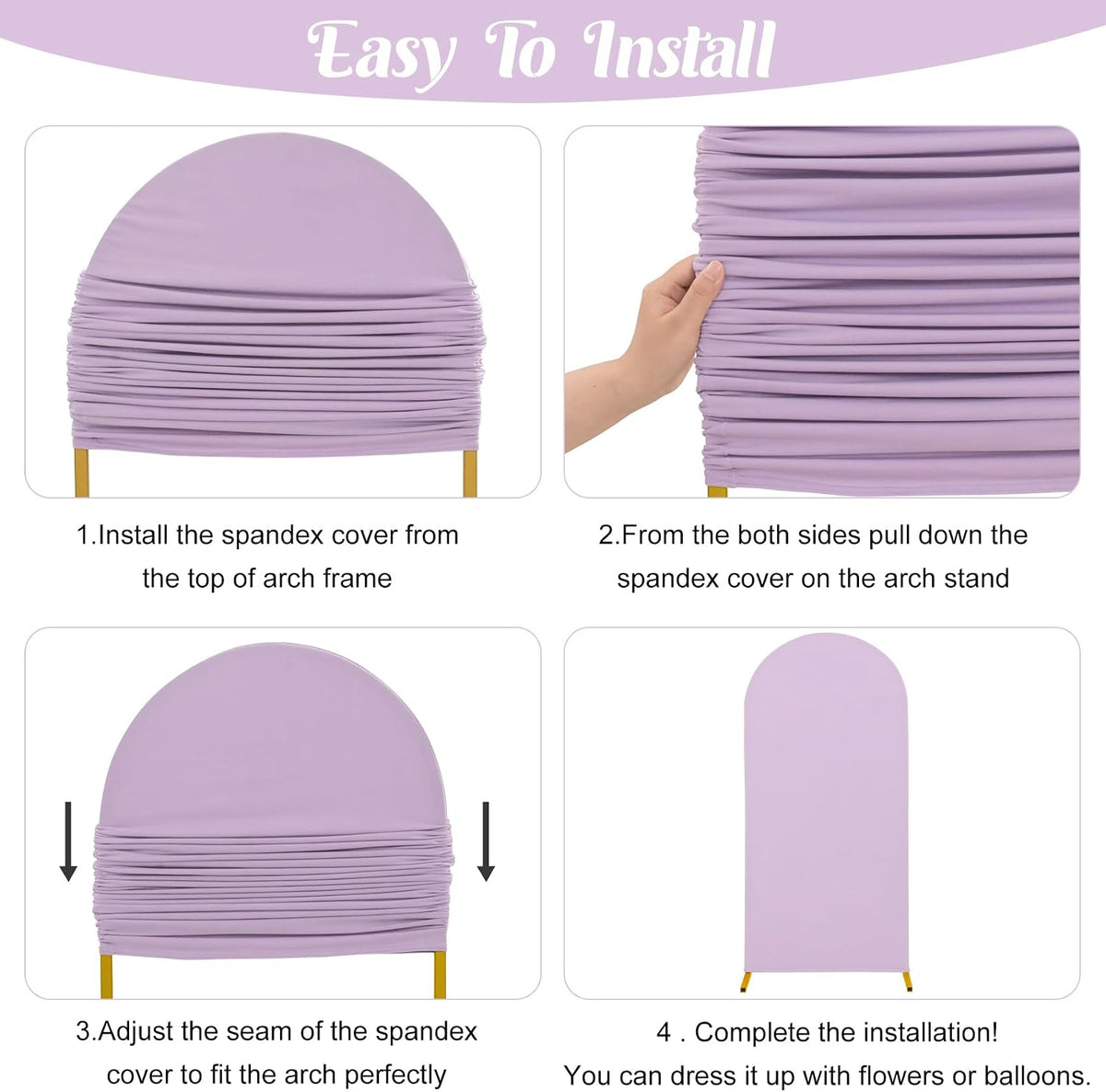Arch Backdrop Cover – Lavender, 6.6 ft (Rental)