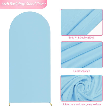 Arch Backdrop Cover – Dusty Blue, 6 ft (Rental)