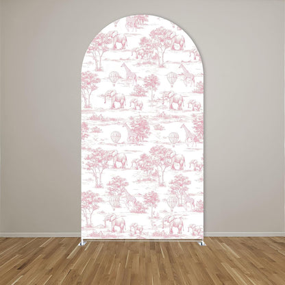 Pink Toile Safari Arch Backdrop Cover   (Rental)