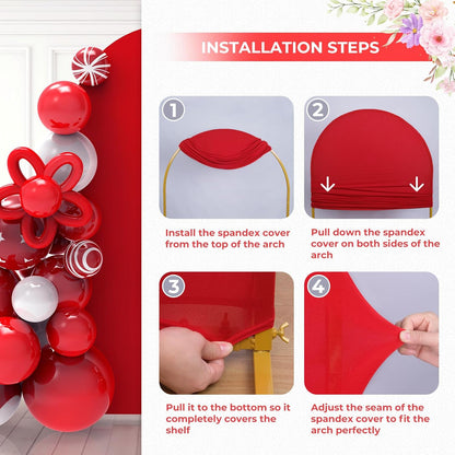 Arch Backdrop Cover – Red, 7.2 ft (Rental)