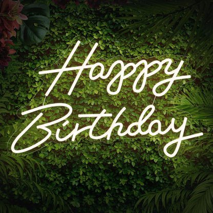 LED Neon Sign  “Happy Birthday”  – Warm White (Rental)