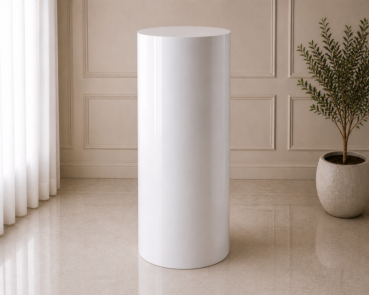 Metal Cylinder Display Stand – White (Large) | Rental rental in Ottawa