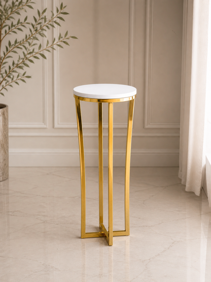 Gold Luxe Pedestal Stand – Small (Round Top) | Rental rental in Ottawa
