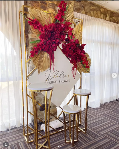 Gold Luxe Pedestal Stands – Set of 3 (Round Top) | Rental (Best Value) rental in Ottawa