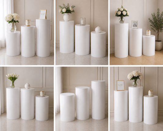 Metal Cylinder Display Stands – White (Set of 3) | Rental (Best Value) rental in Ottawa