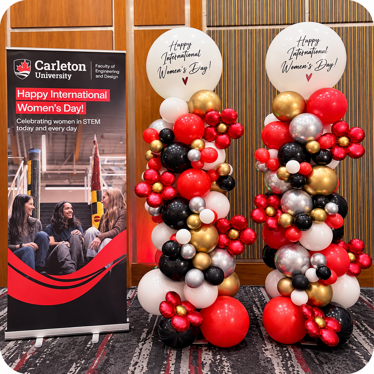 Carleton University International Women’s Day Balloon Columns