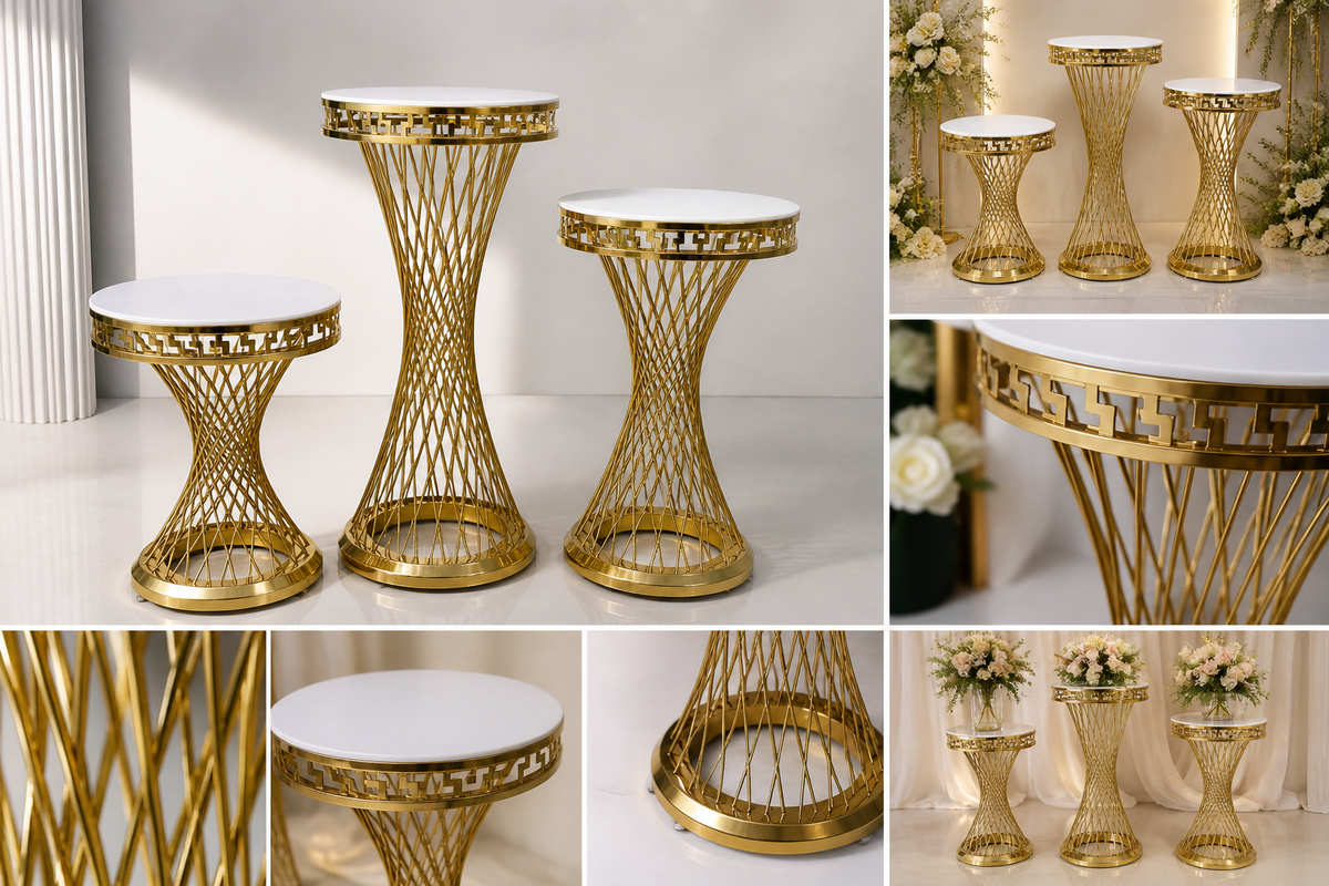 Gold Twist Pedestal Stands – Set of 3 (Best Va) Rental rental in Ottawa