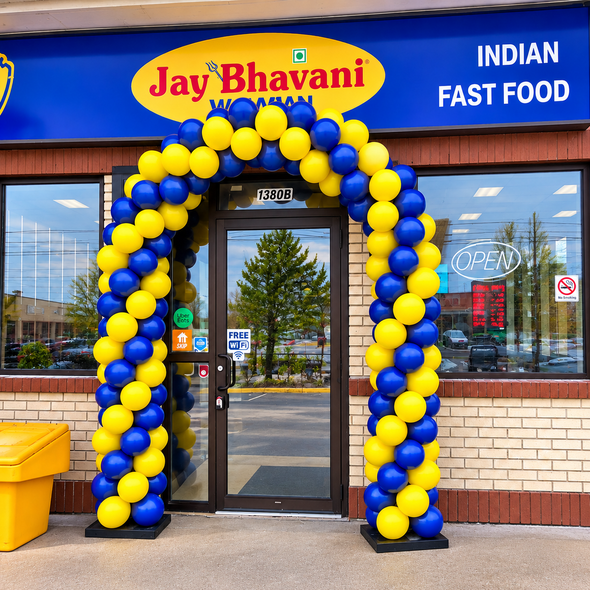 Jay Bhavani Blue & Yellow Balloon Arch