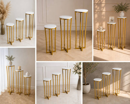 Gold Luxe Pedestal Stand – Large (Round Top) | Rental rental in Ottawa